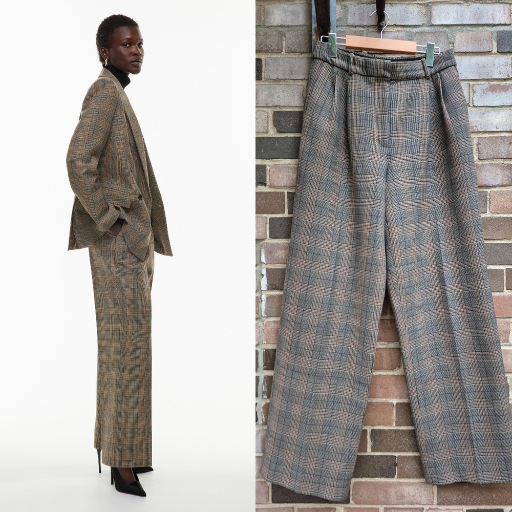 Aritzia Babaton Pleated Wool Pants Nelson Birch Pattern 6